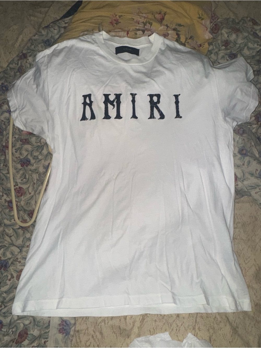 AMIRI White T-Shirt with Black Distressed Logo